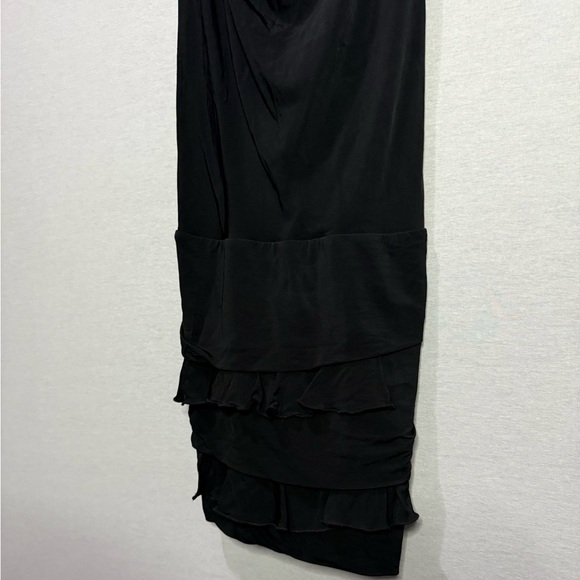 MARCIANO Black Dress with Cowl Neck, Low Back, and Ruffle Detailing - Picture 5 of 8